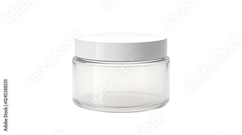 Empty Glass Jar with White Lid for Cosmetic Products