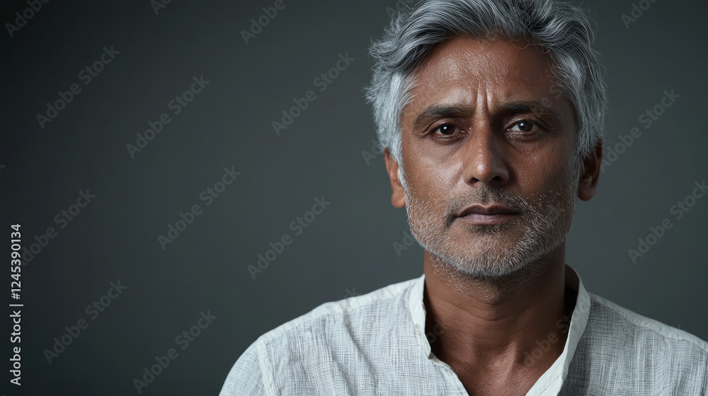 Fototapeta premium A male Indian man with gray hair, generative AI