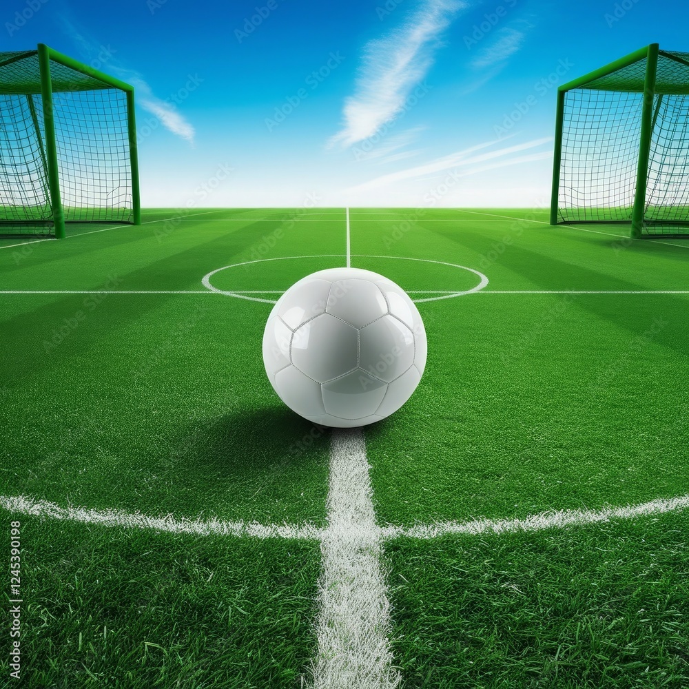 Fototapeta premium Soccer, football, stadium, playground, sports arena, soccer field, football pitch, green grass, sports field, outdoor stadium, soccer game, football match, athletic field, professional stadium, empty 