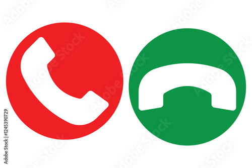 Call icon in phone. Phone call icon accept and decline. Green, red and black icons for end or accept of mobile call. 