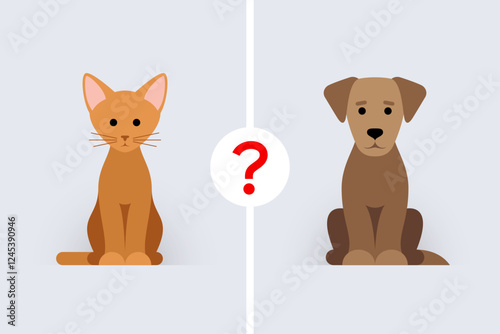Cat and dog, concept of choosing a pet for adoption or buying