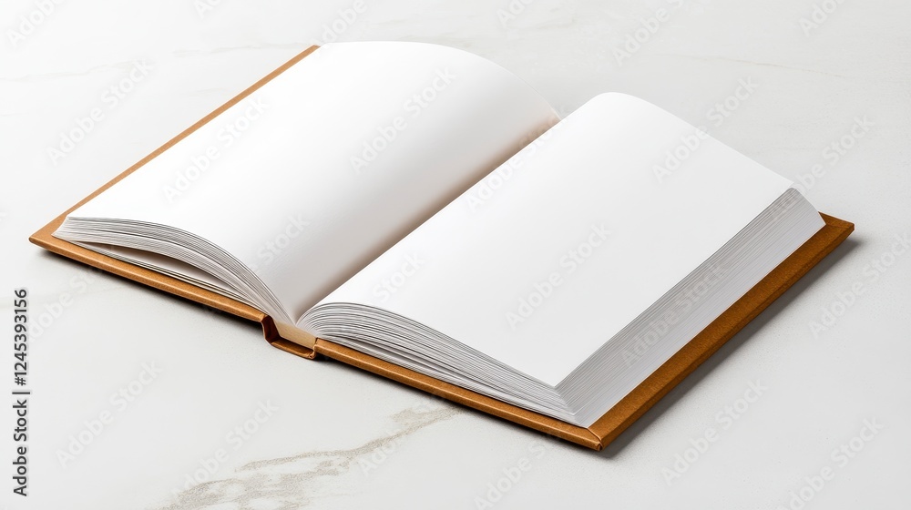 Open Blank Book on Marble Surface Ready for Creativity and Ideas Open Blank Book on Marble Surface Ready for Creativity and Ideas