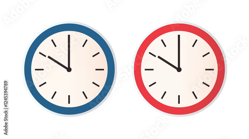 Two Analog Clocks Showing Eleven OClock Time Concept Design