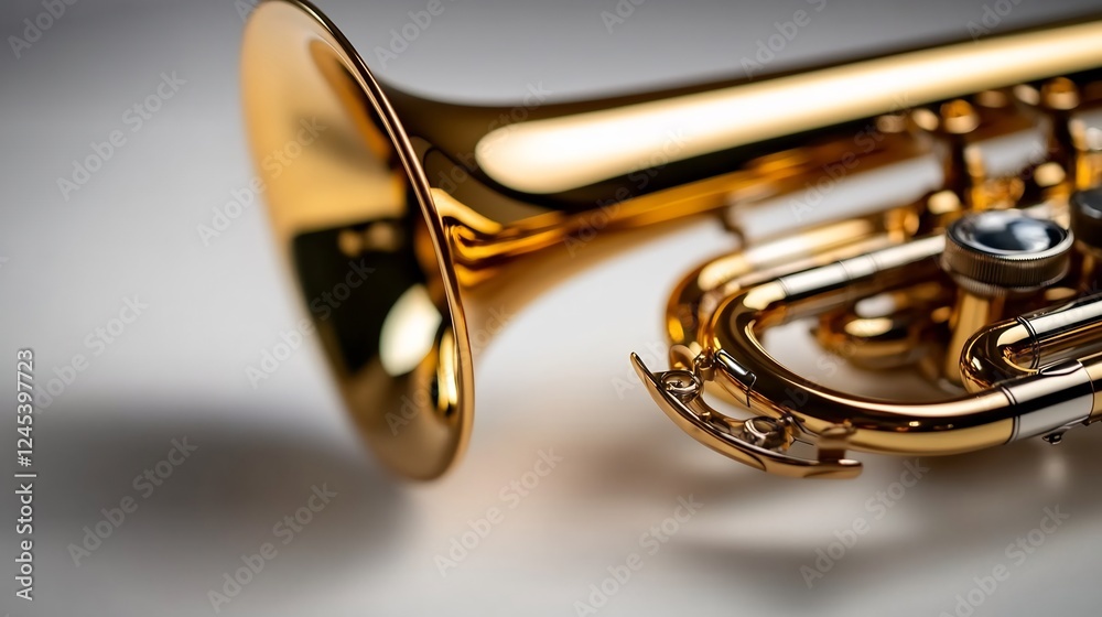Obraz premium Golden Trumpet Close-Up: A Musical Instrument's Elegance