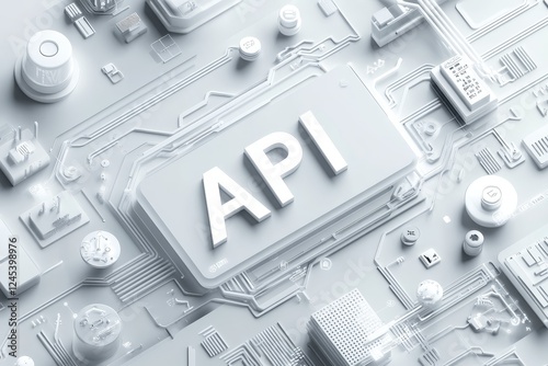 Futuristic api technology concept with circuitry and digital components