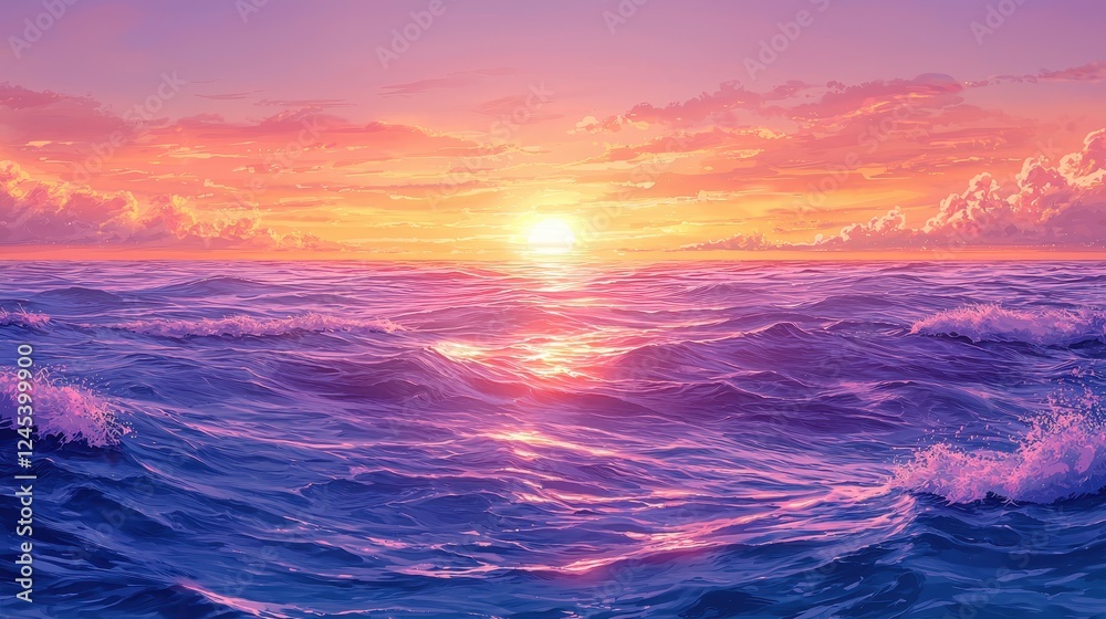 Dreamy Sunset Reflections on Calm Sea Dreamy Sunset Reflections on Calm Sea