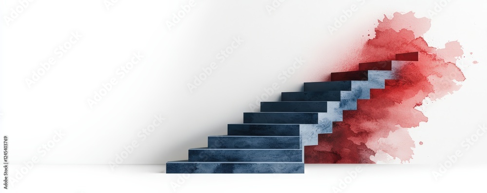 A stylish staircase design with a watercolor splash in the background, blending modern architecture with artistic flair. A stylish staircase design with a watercolor splash in the background, blending modern architecture with artistic flair.