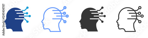 Deep learning icon set multiple style collection