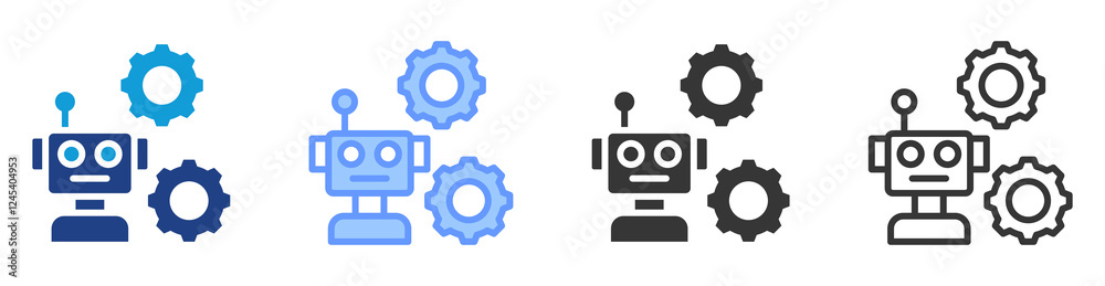 Fototapeta premium Robotic automation icon set multiple style collection