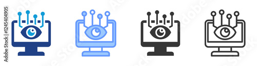 Computer vision icon set multiple style collection