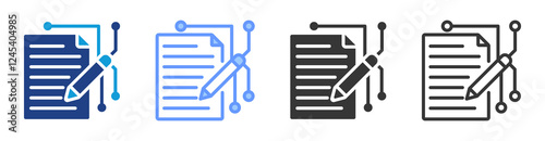 Text generation icon set multiple style collection