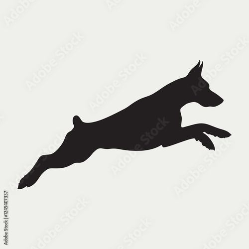 Dog Silhouette Doberman Vector Black and White
