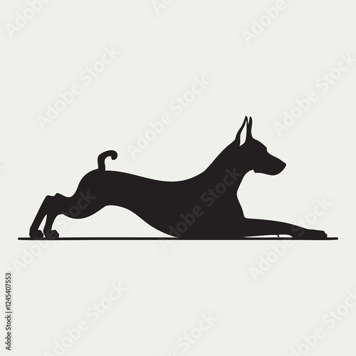 Dog Silhouette Doberman Vector Black and White