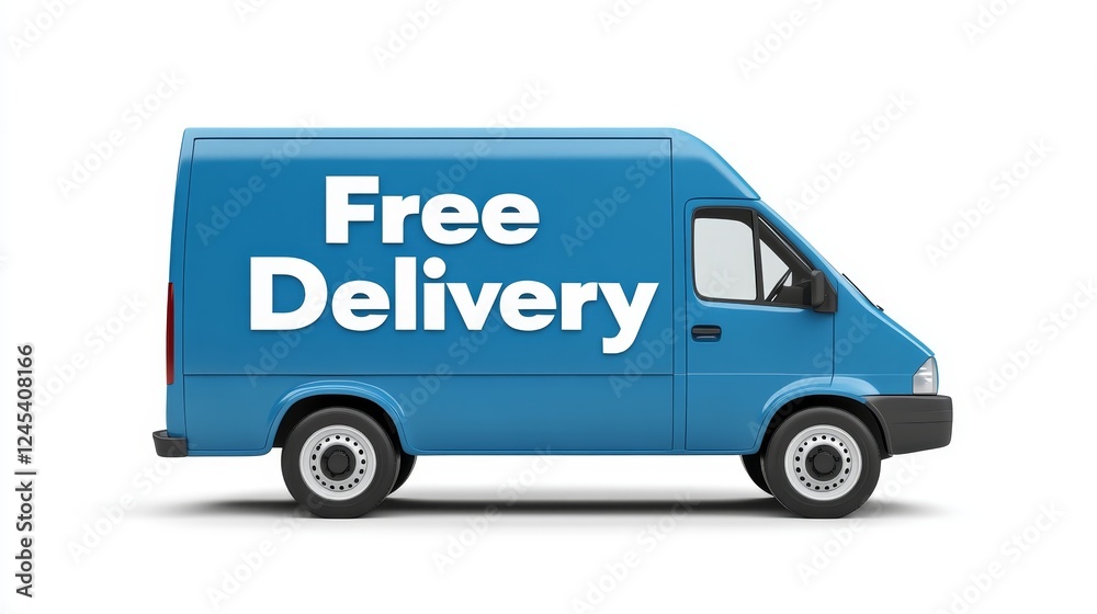 Blue delivery van with Blue delivery van with