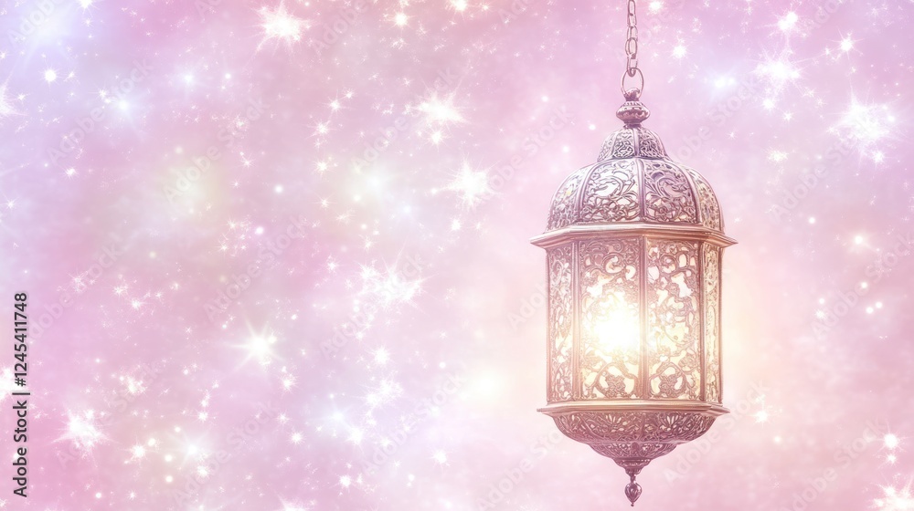 Ornate Ramadan Lantern with Mystical Glow Ornate Ramadan Lantern with Mystical Glow