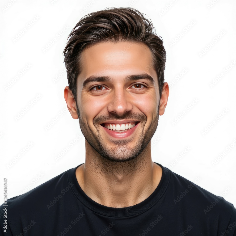 Handsome Smiling Man Portrait, White Background Stock Photo Handsome Smiling Man Portrait, White Background Stock Photo
