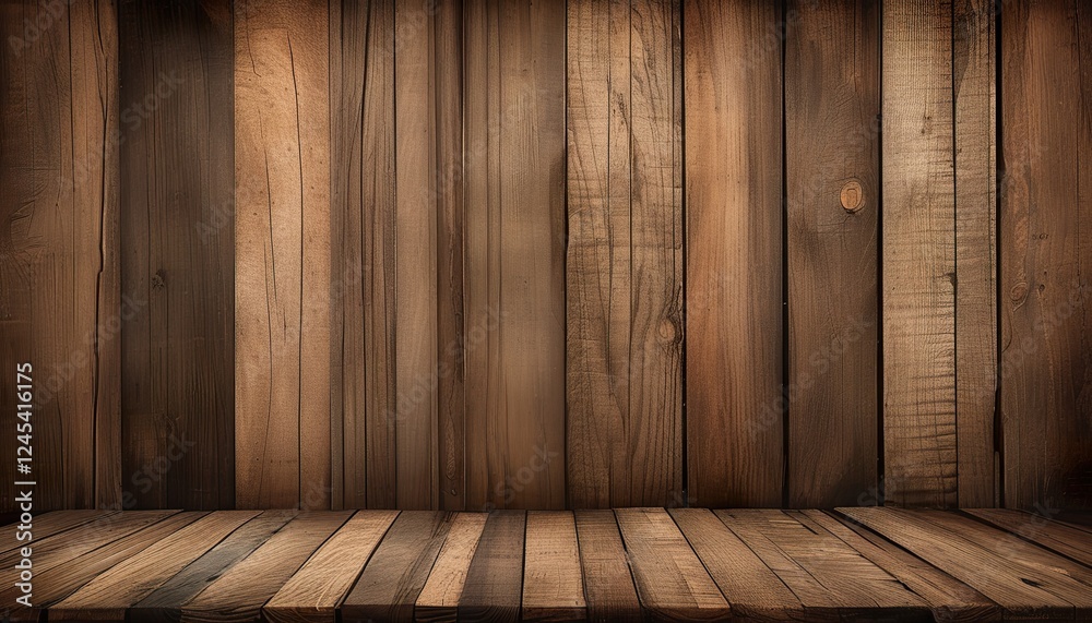 Naklejka premium Rustic Wooden Background, Brown Plank Texture, Vintage Style