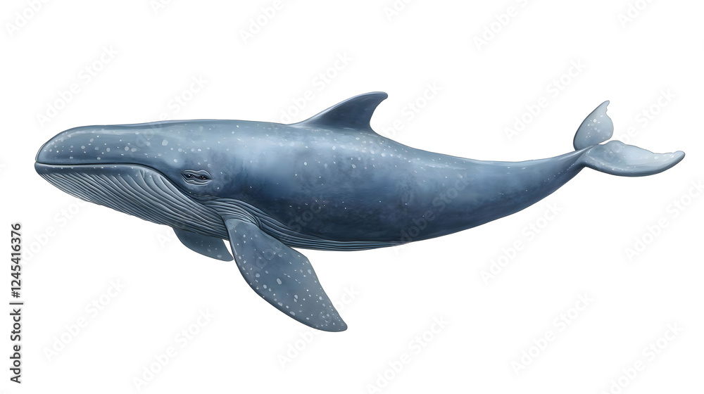Fototapeta premium Stunning Pygmy Blue Whale: An Ocean Giant in Detailed Illustration