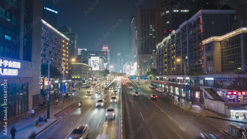4k aerial video of Chongqing Jiangbei District Guanyinqiao business district at night showcasing vibrant city life and bustling traffic 4k aerial video of Chongqing Jiangbei District Guanyinqiao business district at night showcasing vibrant city life and bustling traffic