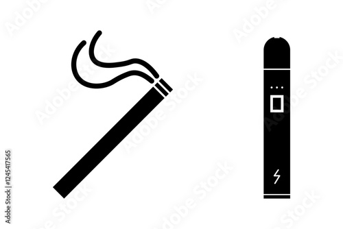 Classic cigarette and modern e cigarette vape. nicotine addiction cigarettes vs vapes