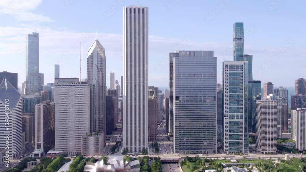 Witness the hustle and bustle of Chicago's business district with captivating drone footage. Witness the hustle and bustle of Chicago's business district with captivating drone footage.