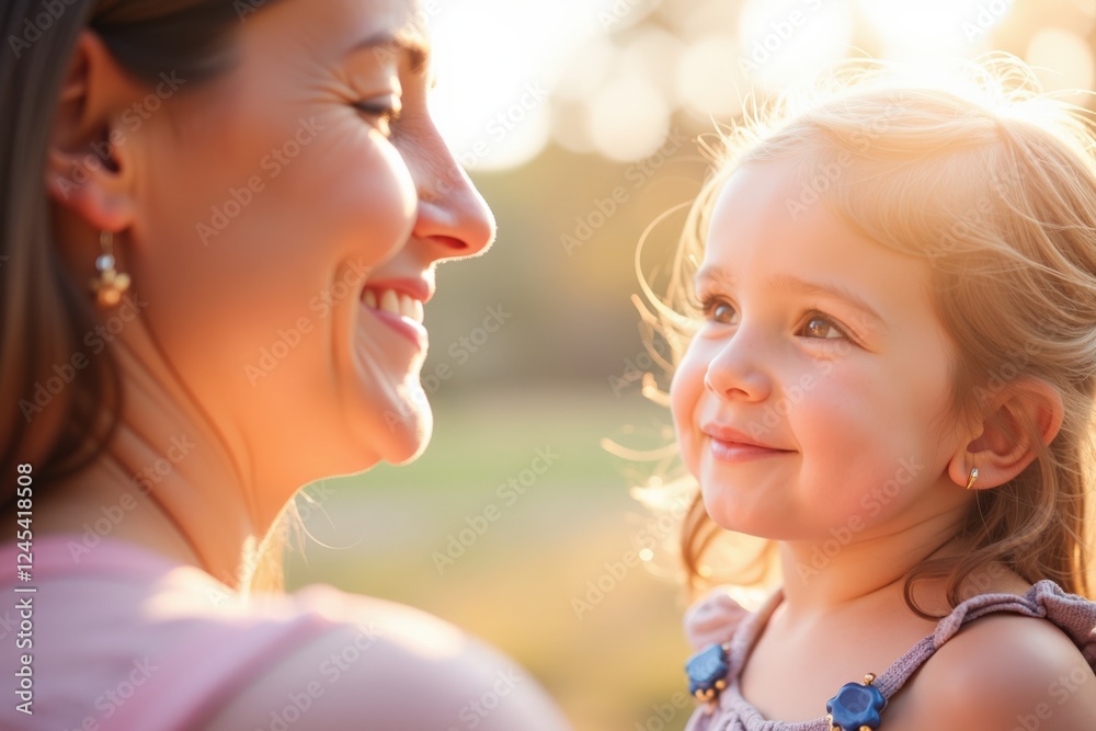 A Heartwarming Moment: A Mother and Daughter Share Joyful Interactions in Soft Evening Light at a Park, Celebrating Love and Connection A Heartwarming Moment: A Mother and Daughter Share Joyful Interactions in Soft Evening Light at a Park, Celebrating Love and Connection