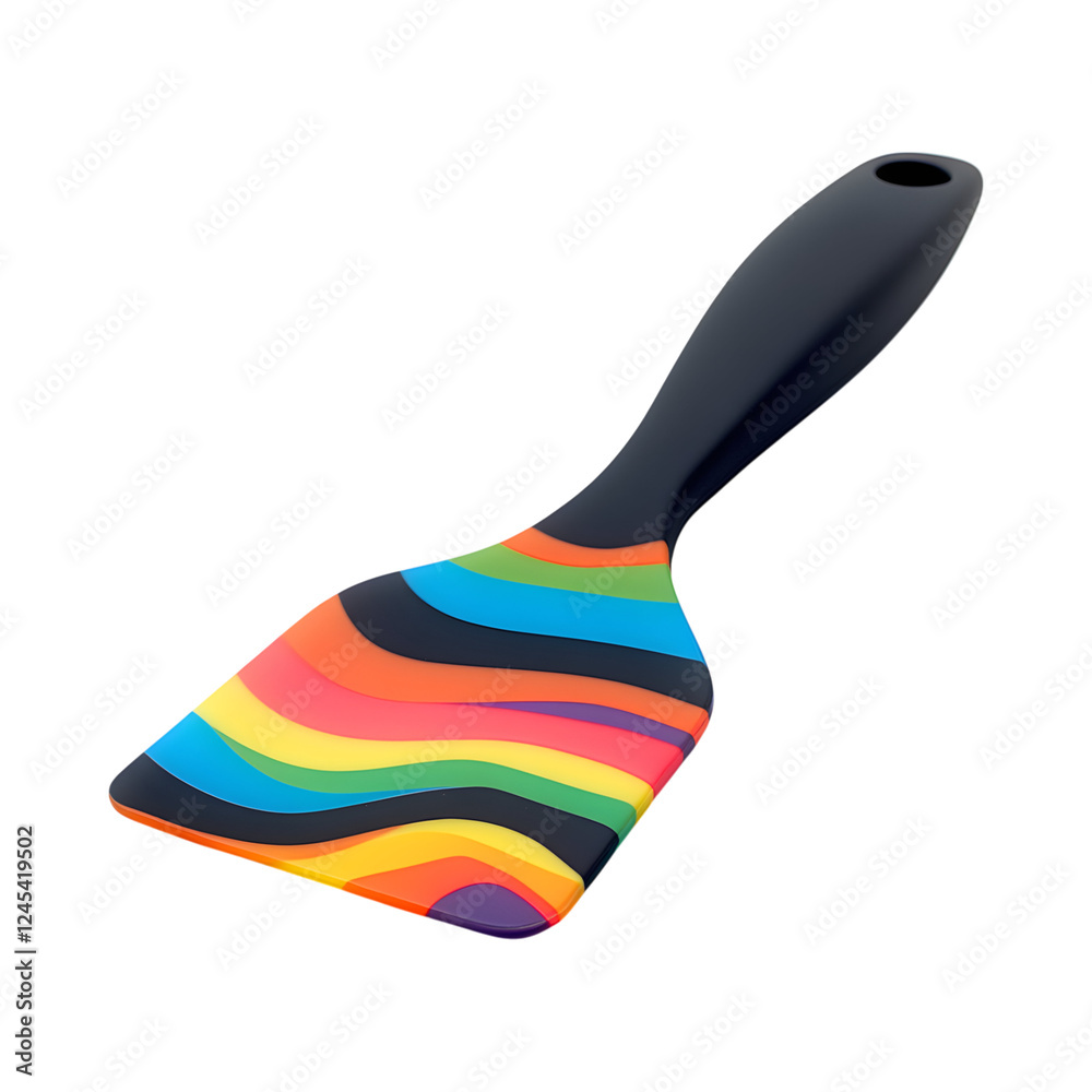 Sleek Silicone Baking Scraper with Vibrant Pattern Isolated on Transparent Background Sleek Silicone Baking Scraper with Vibrant Pattern Isolated on Transparent Background