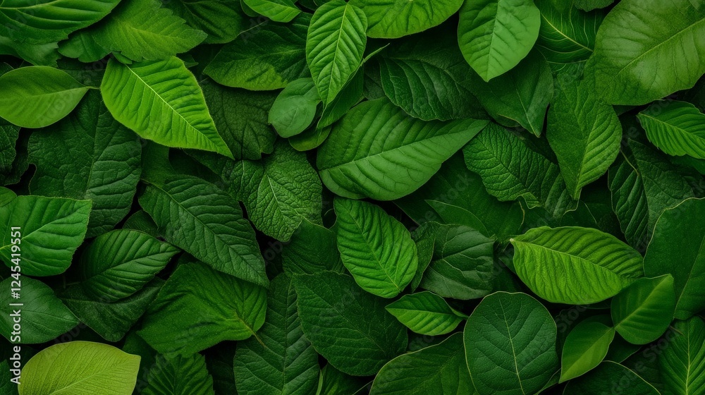 Lush Green Leaf Background: A vibrant close-up showcasing a dense collection of rich green leaves, creating a natural and refreshing backdrop. Perfect for projects needing a touch of organic elegance. Lush Green Leaf Background: A vibrant close-up showcasing a dense collection of rich green leaves, creating a natural and refreshing backdrop. Perfect for projects needing a touch of organic elegance.