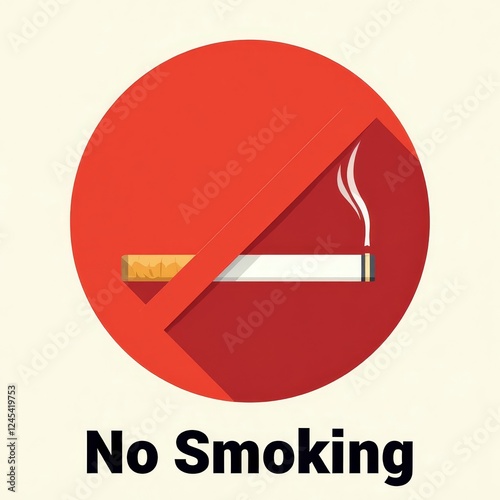Bold No Smoking Symbol with Cigarette and Smoke