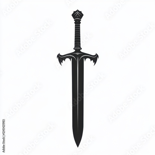 Epic sword design fantasy realm digital art minimalist style straight-on view power concept photo