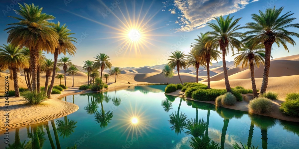Obraz premium Desert Oasis Palm Trees Landscape Photography - Rule of Thirds Composition