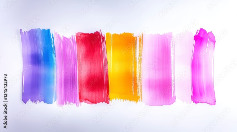 Naklejka premium Abstract Colorful Horizontal Brushstrokes Painting On White Background