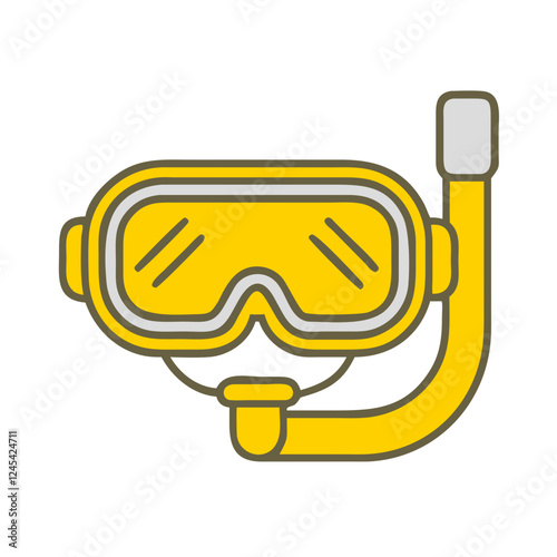 Yellow snorkeling gear illustration, summer adventure