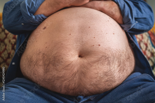 A man's belly with overweight