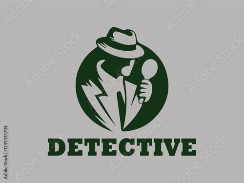 illustration spy detective vector logo isolated in background, spy detective agency vector logo