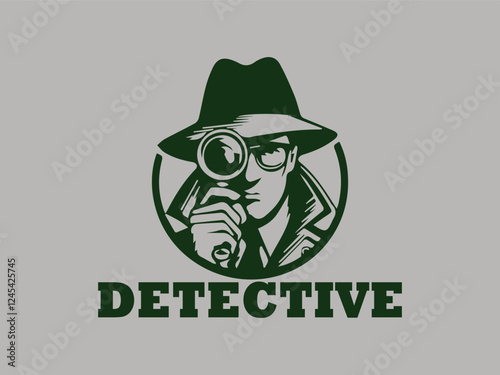 illustration spy detective vector logo isolated in background, spy detective agency vector logo
