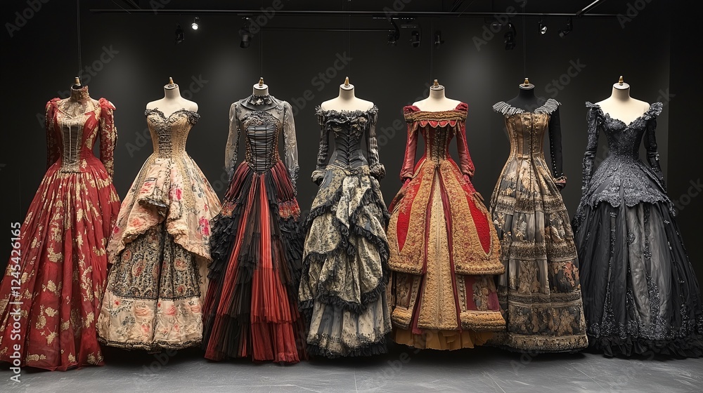 Fototapeta premium Elegant Vintage Dresses Display