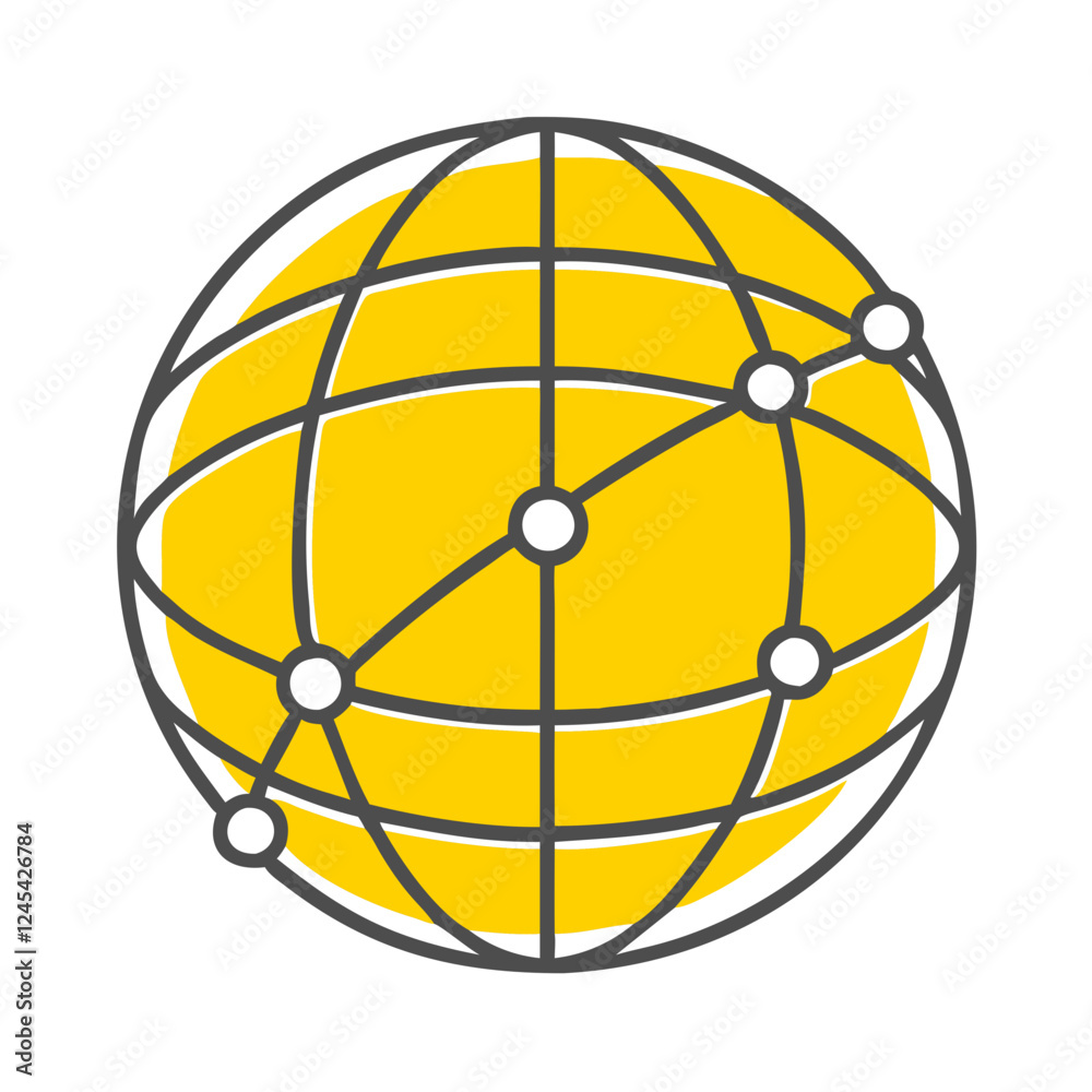 Stylized globe with interconnected lines and nodes, global connectivity Stylized globe with interconnected lines and nodes, global connectivity
