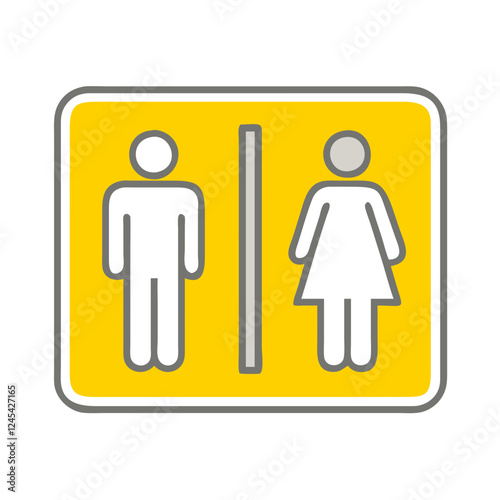 Gender symbols on yellow background, signage concept