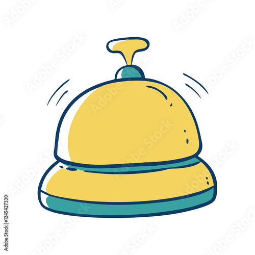 Illustration of a service bell ringing on a white background, hospitality concept