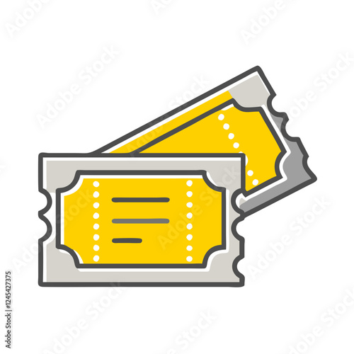 Yellow concert tickets on white background, event excitement