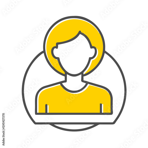 Minimalist illustration of a person with yellow shirt, creative design