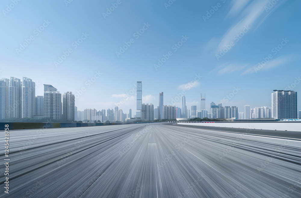 Fototapeta premium Road surfaces leading to bustling cities