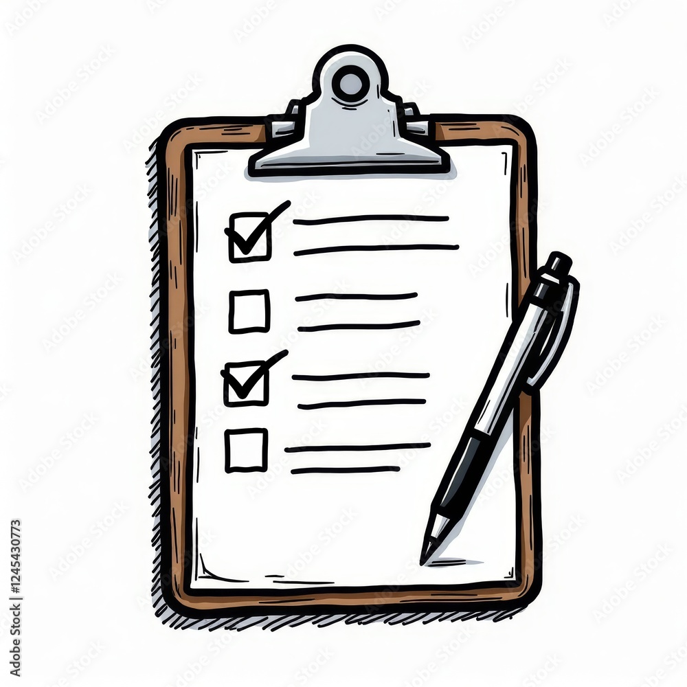 Fototapeta premium Clipboard with Checklist and Pen