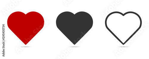 Collection of Love Heart Symbol Icons. Love symbol icon set, love symbol vector