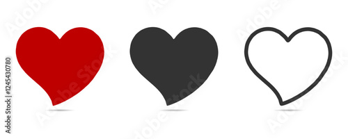 Collection of Love Heart Symbol Icons. Love symbol icon set, love symbol vector
