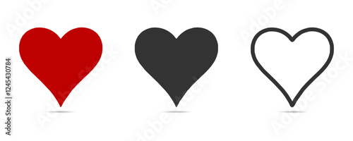 Collection of Love Heart Symbol Icons. Love symbol icon set, love symbol vector