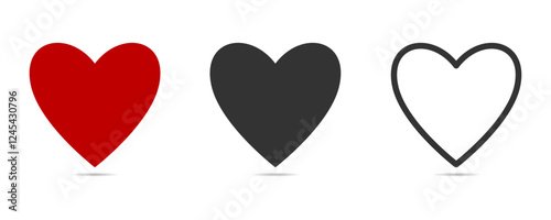Collection of Love Heart Symbol Icons. Love symbol icon set, love symbol vector