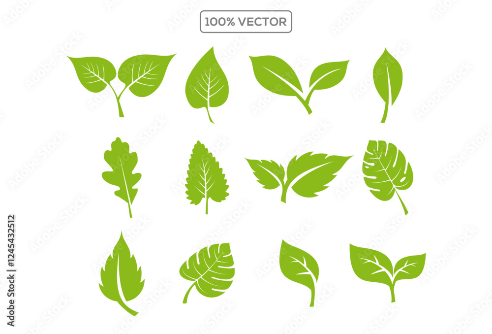 Leaf icons set ecology nature element, green leafs, environment and nature eco sign Leaf icons set ecology nature element, green leafs, environment and nature eco sign