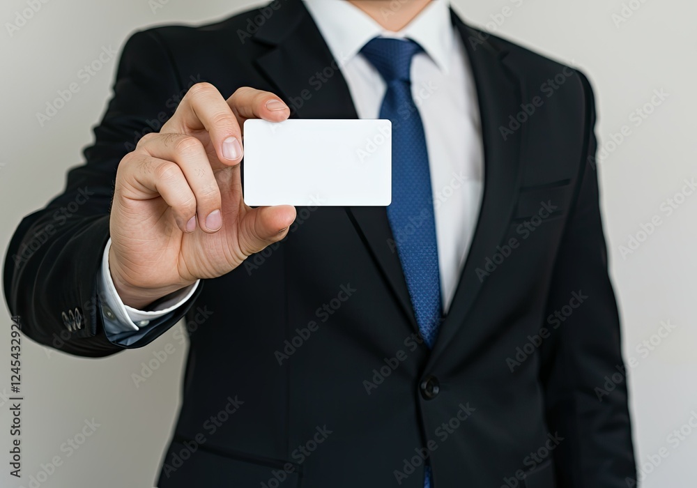 modern man holding blank business card